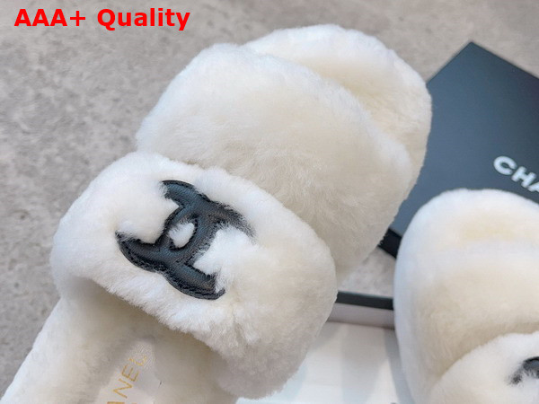 Chanel Mules in White Lamb Wool Replica