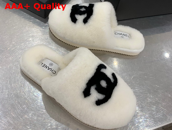 Chanel Mules in White Shearling Replica