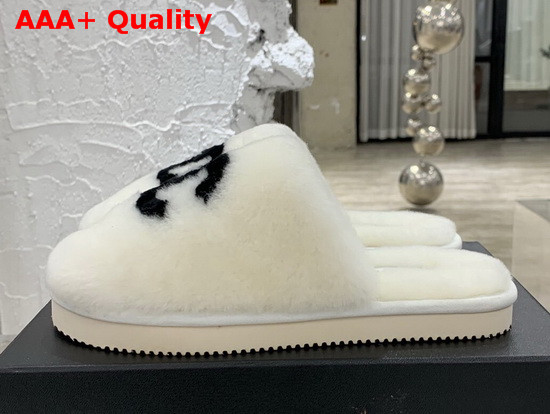 Chanel Mules in White Shearling Replica