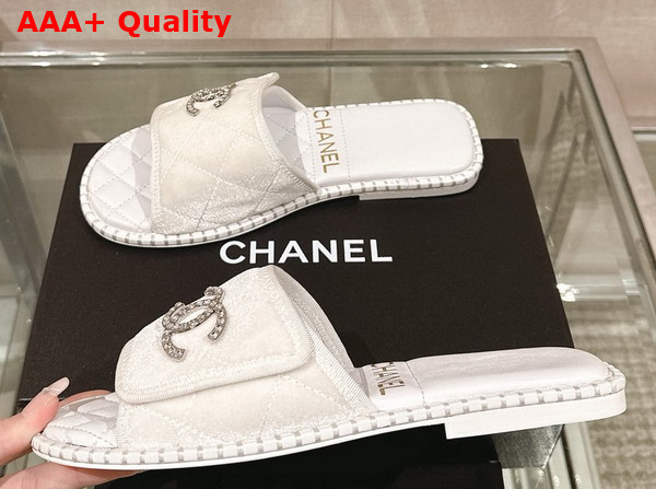 Chanel Mules in White Velvet Replica