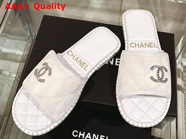 Chanel Mules in White Velvet Replica