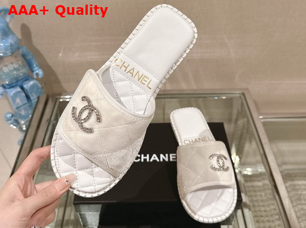 Chanel Mules in White Velvet Replica