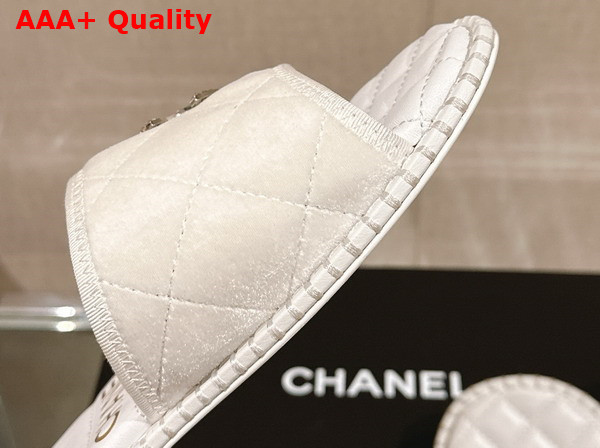 Chanel Mules in White Velvet Replica