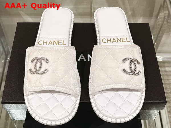 Chanel Mules in White Velvet Replica