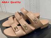 Chanel Mules with CC Buckle Nude Lambskin Replica