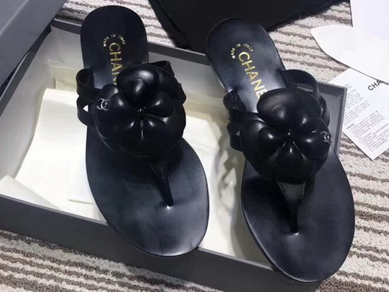 Chanel Mules with Camellia Black Lambskin