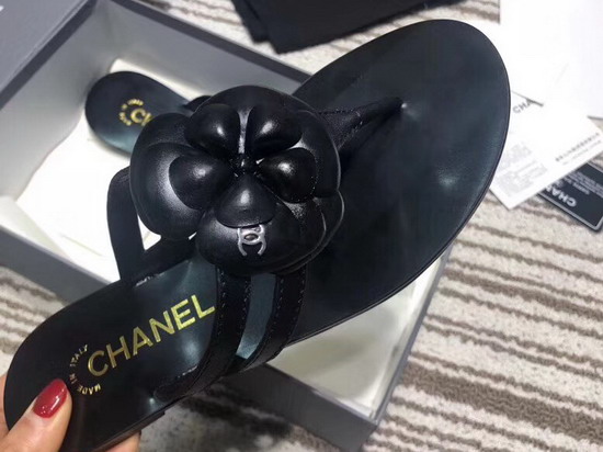 Chanel Mules with Camellia Black Lambskin