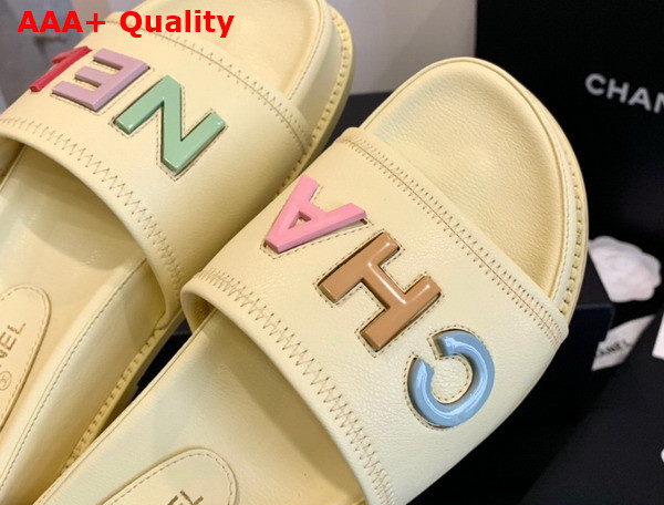 Chanel Mules with Multicolor Letter Logo Yellow Lambskin G38933 Replica