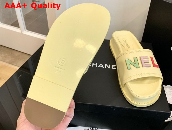 Chanel Mules with Multicolor Letter Logo Yellow Lambskin G38933 Replica