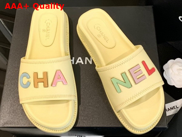 Chanel Mules with Multicolor Letter Logo Yellow Lambskin G38933 Replica