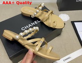 Chanel Mules with Pearls Beige Leather G37274 Replica