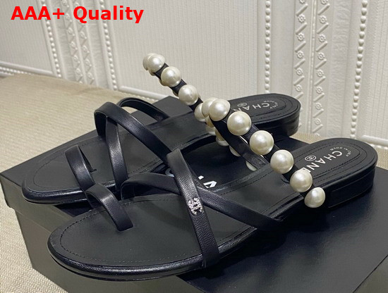 Chanel Mules with Pearls Black Leather G37274 Replica