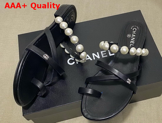 Chanel Mules with Pearls Black Leather G37274 Replica