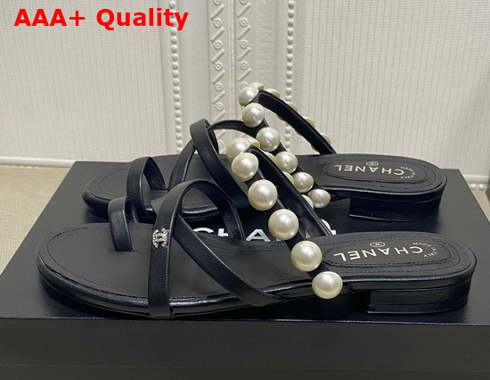 Chanel Mules with Pearls Black Leather G37274 Replica