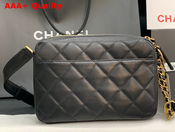 Chanel Multi Pocket Shoulder Bag in Black Lambskin Replica