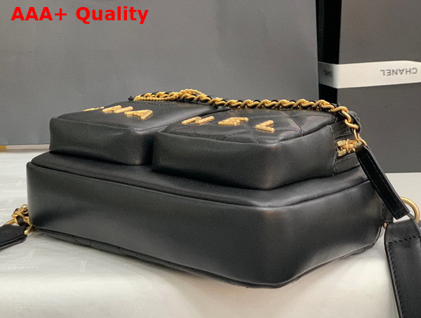 Chanel Multi Pocket Shoulder Bag in Black Lambskin Replica