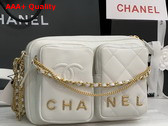 Chanel Multi Pocket Shoulder Bag in White Lambskin Replica