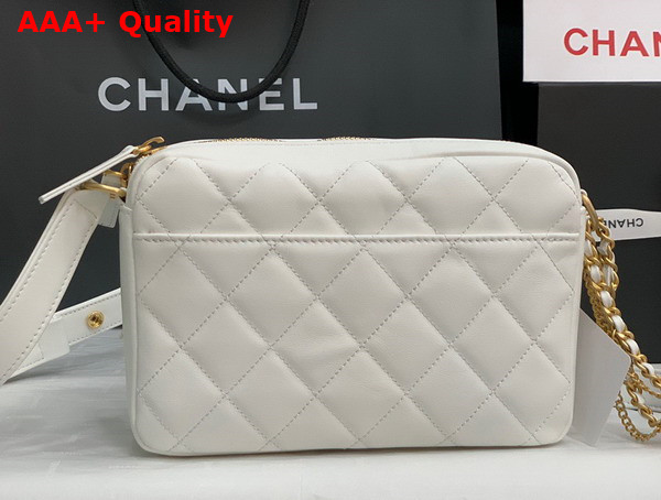 Chanel Multi Pocket Shoulder Bag in White Lambskin Replica