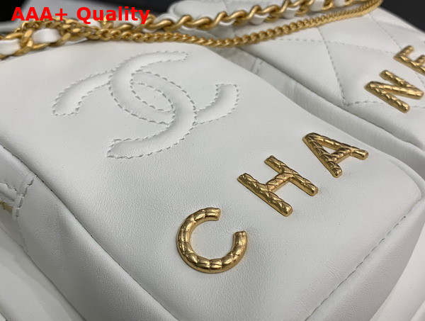 Chanel Multi Pocket Shoulder Bag in White Lambskin Replica