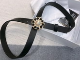 Chanel Narrow Belt in Black Calfskin with Chain Flower Buckle