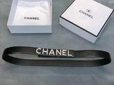 Chanel Narrow Belt in Black Calfskin with Chanel Lettering Buckle