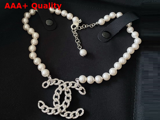 Chanel Necklace Metal Glass Pearls and Strass Replica