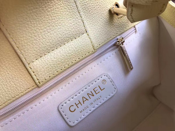 Chanel New Shopping Bag in Yellow Grained Calfskin with Gold Tone Metal For Sale