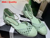 Chanel Open Shoes Braided Lambskin Braided Fabric Light Green and Turquoise Ref G38764 Replica