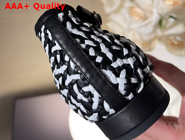 Chanel Open Shoes Braided Lambskin Braided Fabric White and Black Ref G38764 Replica