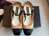 Chanel Open Shoes in Beige Suede and Black Patent Leather Replica