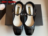 Chanel Open Shoes in Black Quilted Lambskin and Patent Leather Replica