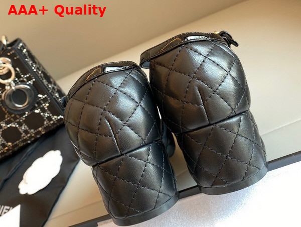 Chanel Open Shoes in Black Quilted Lambskin and Patent Leather Replica