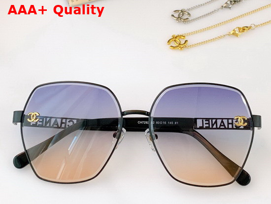 Chanel Oval Frame Sunglasses with Chain Blue Replica