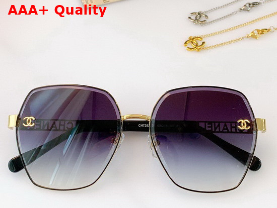 Chanel Oval Frame Sunglasses with Chain Blue Replica