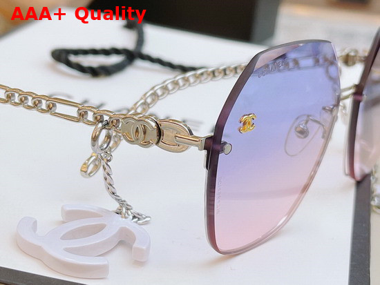 Chanel Oval Sunglasses with Link Feet and CC Charms Replica