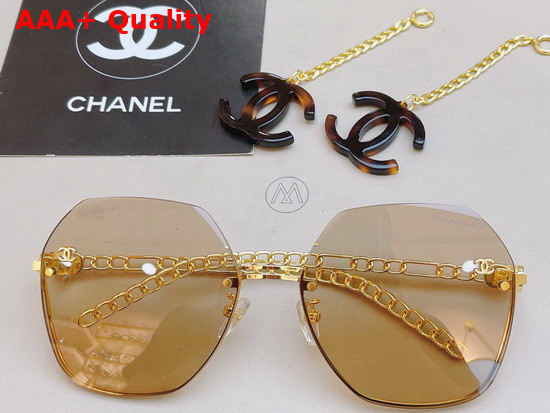 Chanel Oval Sunglasses with Link Feet and CC Charms Replica