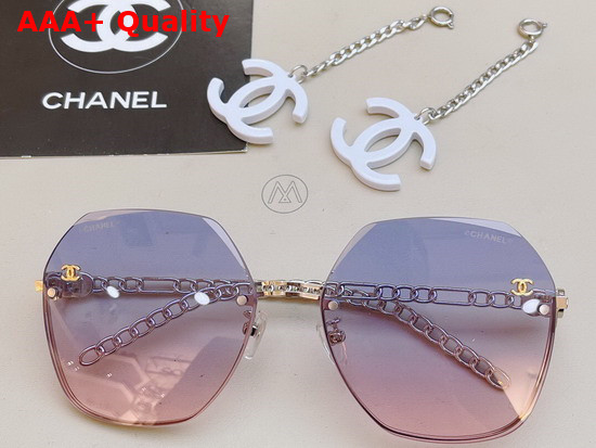 Chanel Oval Sunglasses with Link Feet and CC Charms Replica