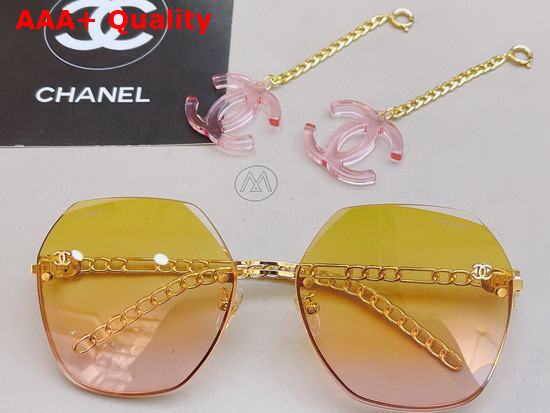 Chanel Oval Sunglasses with Link Feet and CC Charms Replica