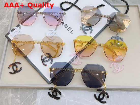 Chanel Oval Sunglasses with Link Feet and CC Charms Replica