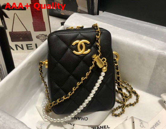 Chanel Phone Bag in Black Grained Calfskin Replica