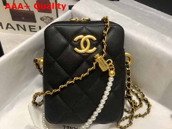 Chanel Phone Bag in Black Grained Calfskin Replica