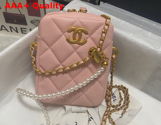 Chanel Phone Bag in Pink Grained Calfskin Replica