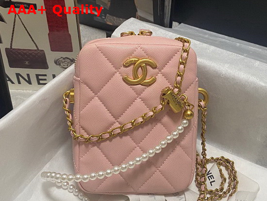 Chanel Phone Bag in Pink Grained Calfskin Replica