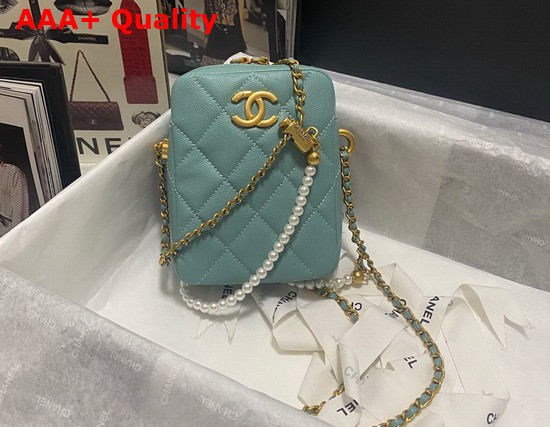 Chanel Phone Bag in Teal Grained Calfskin Replica