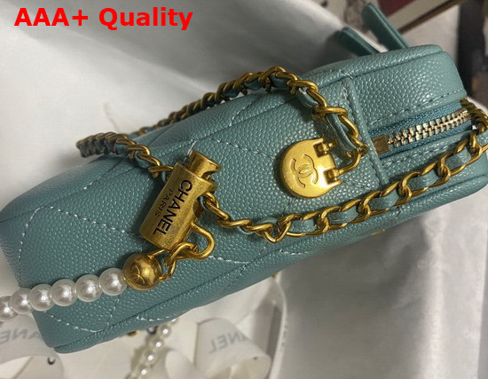 Chanel Phone Bag in Teal Grained Calfskin Replica