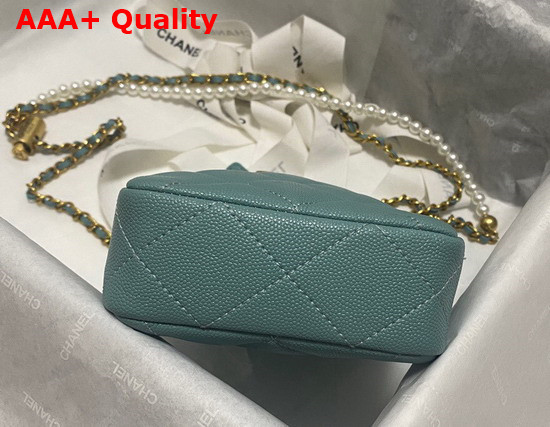 Chanel Phone Bag in Teal Grained Calfskin Replica