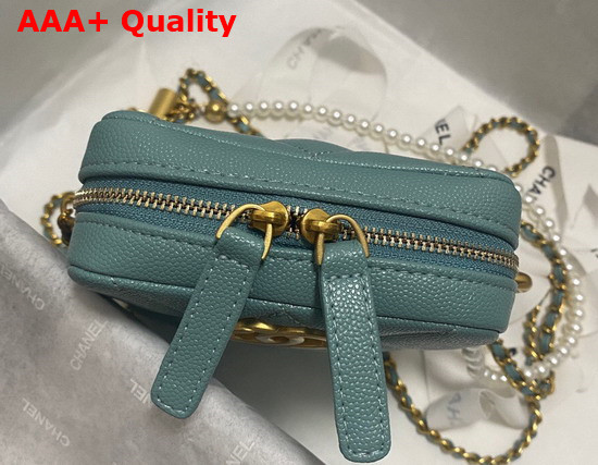 Chanel Phone Bag in Teal Grained Calfskin Replica