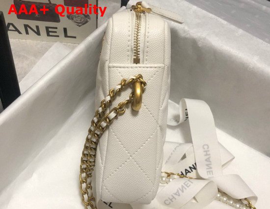 Chanel Phone Bag in White Grained Calfskin Replica