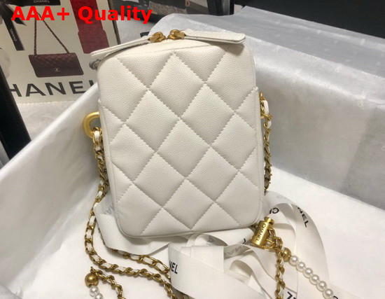 Chanel Phone Bag in White Grained Calfskin Replica