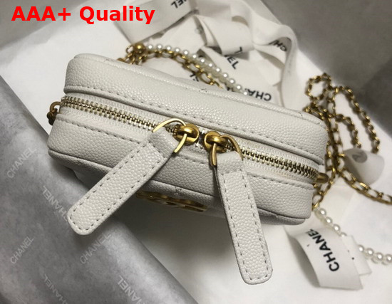 Chanel Phone Bag in White Grained Calfskin Replica